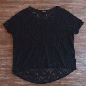 Express black lace high low crop